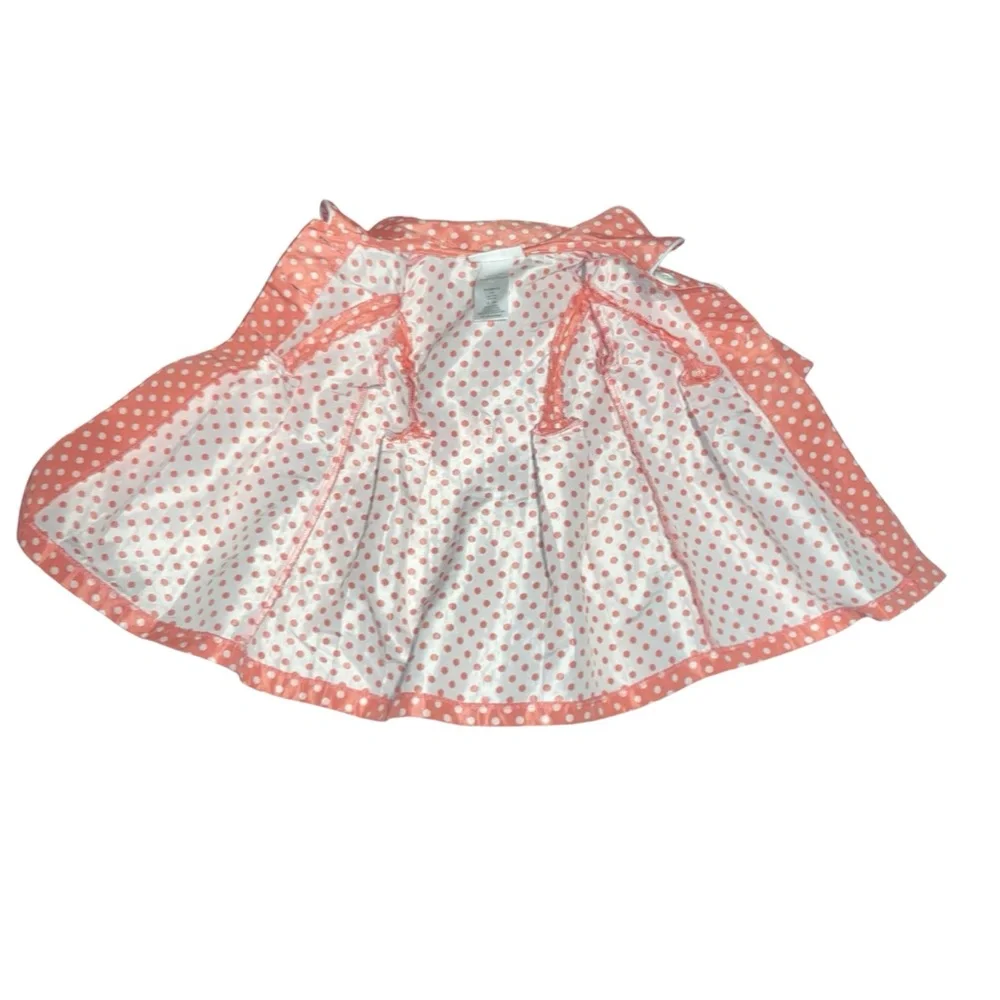 *5 for $25!* Coat Bonnie Baby Coral Pink White Polka Dot Sateen 12M BoW - Picture 2 of 6